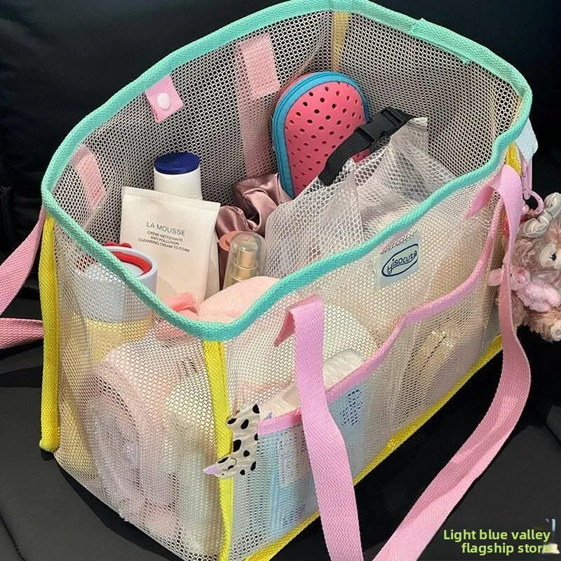 

Large Capacity Portable Swimming Bag Ladies Handbag Simple Mesh Camping Style Picnic Snack Storage Sports Fitness Fans Goods