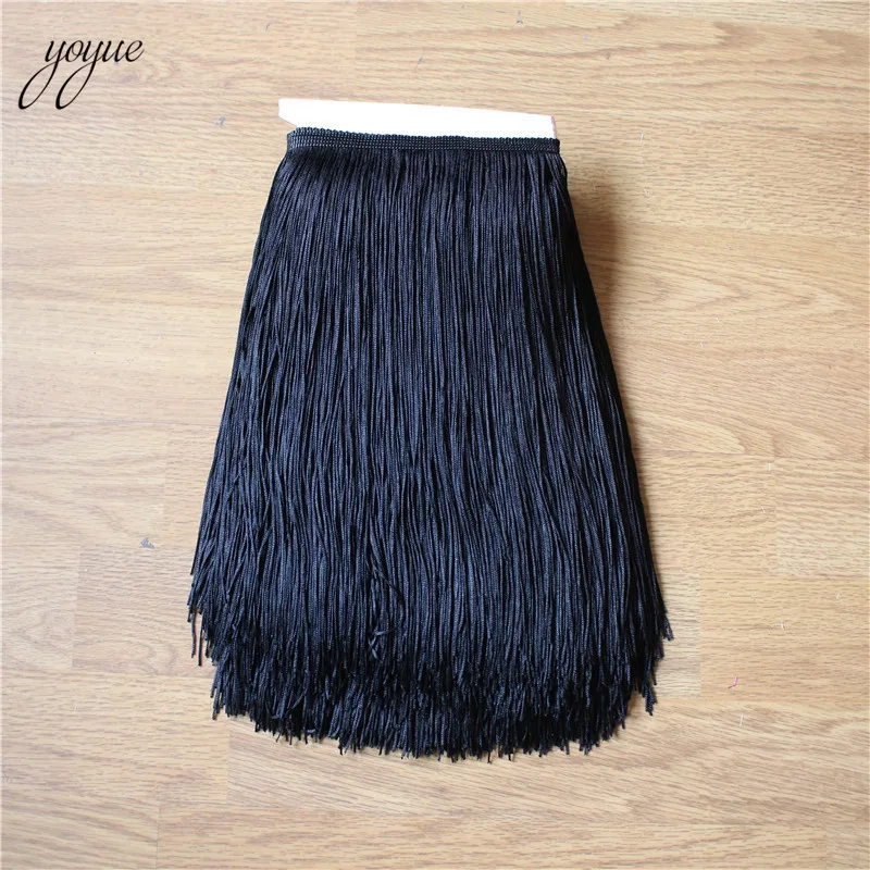 YOYUE 10 yards 30cm Long Fringe Lace Tassel Polyester Lace Trim Ribbon Sew Latin Dress Stage Garment Curtain DIY Accessories