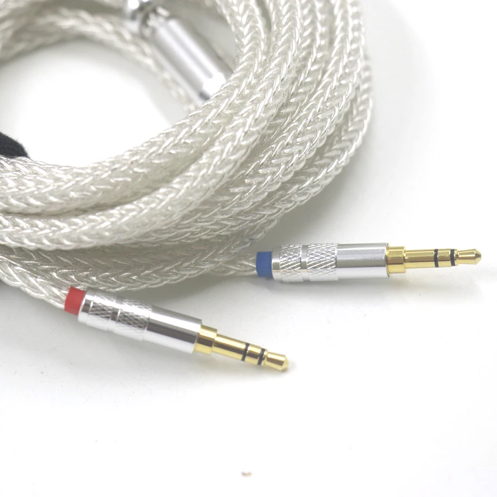 16 Cores  Pure Silver 2x 3.5mm Headphones Upgrade Cable for Hifiman Arya HE1000se HE6se HE4xx Denon AH-D7200 AH-D9200