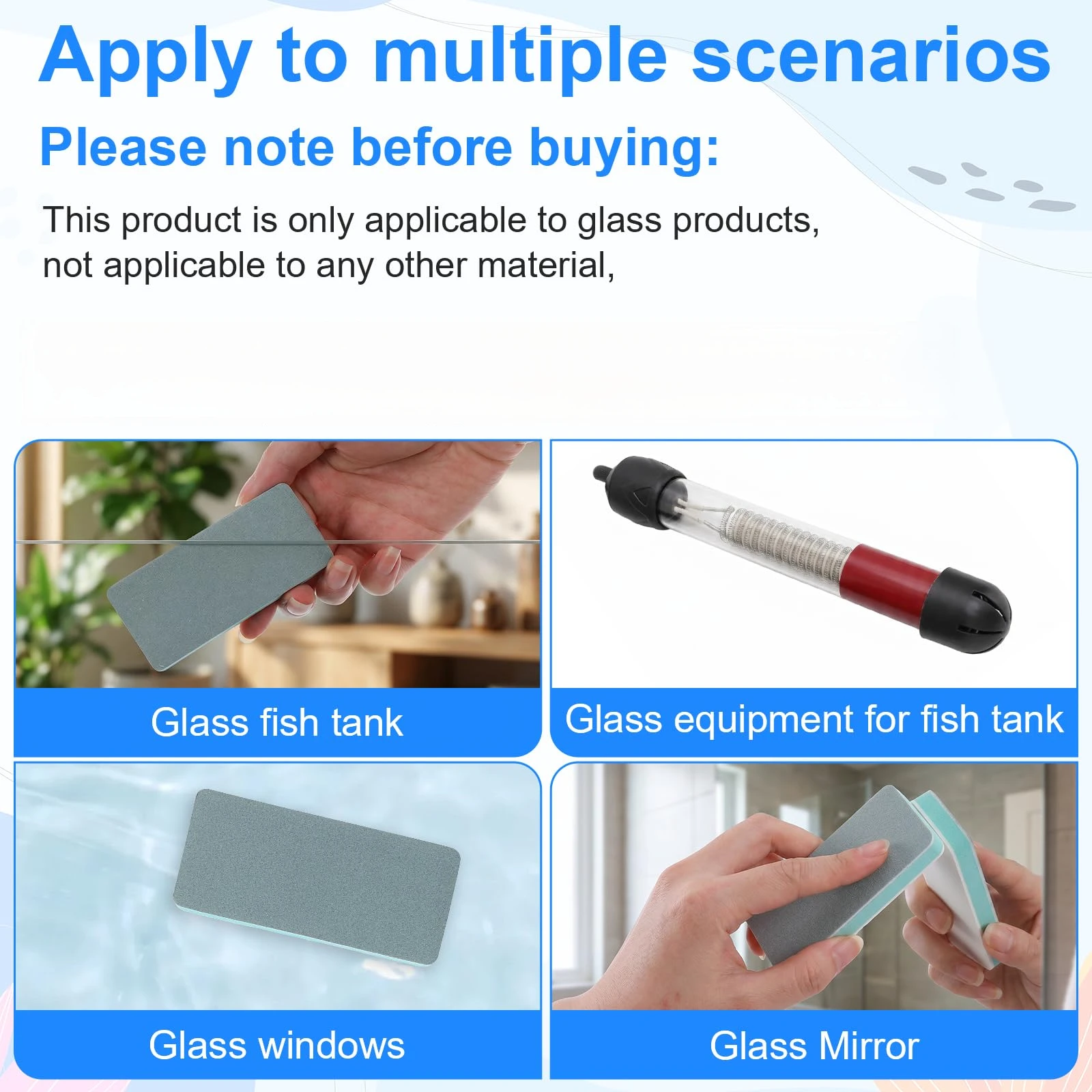 10 Sets vielseitiger Reinigungswerkzeuge für das Badezimmer, geeignet für Glas, Spiegel, Duschkabinen und Fliesen, darunter ein magischer Kalkentferner, eine Reinigungsbürste und ein doppelseitiger Aquarium-Schwamm, ideal zum Entfernen von hartnäckigen Kalkablagerungen von Badezimmerarmaturen. – Detail 10