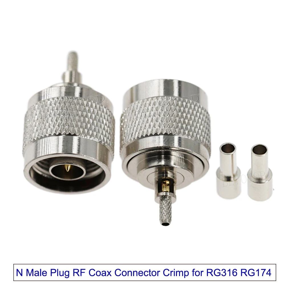 1Pcs N Male Plug Straight/Right Angle RF Coaxial Connector Crimp for RG174/RG316/LMR100 Cable High-Quality Low-Loss 50 Ohm