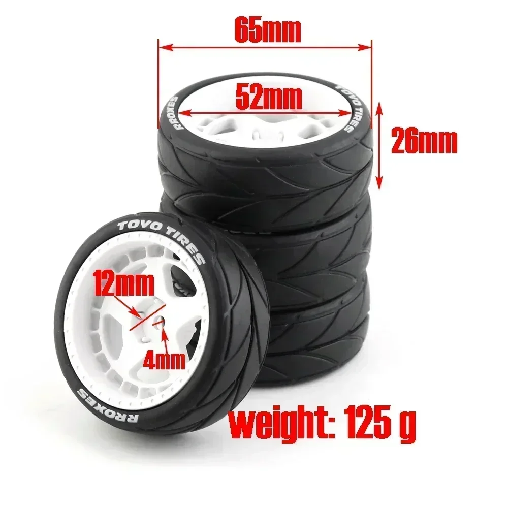 4 個のゴムタイヤホイールタイヤタミヤ TT01 TT01E TT02 TT02B XV01 TA06 PTG-2 1/10 RC カーアップグレードパーツアクセサリー