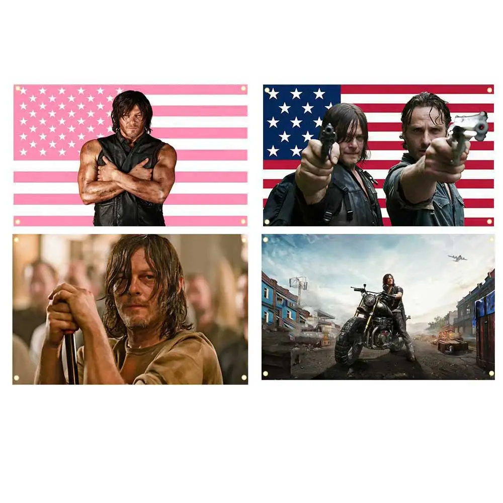 2x3fts 3x5fts 5x8fts Norman Reedus W-Walking D-Dead American Flag Tapestry Wall Hanging Banner For Bedroom Home Outdoor Decor