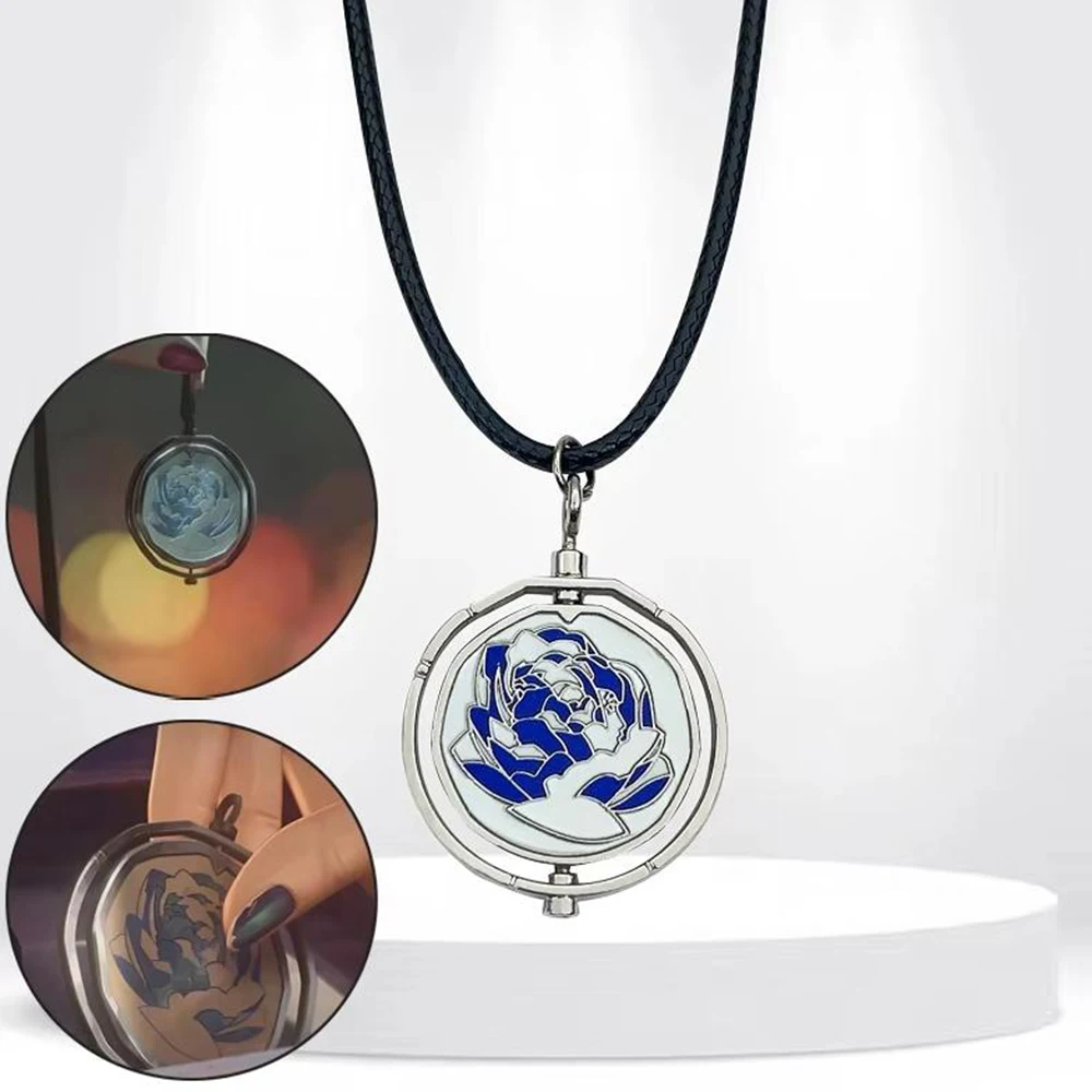 League of Legends Arcane Season 2 Ekko & Jinx Rotating Blue Rose Pendant Necklace Anime Cosplay Prop Gift for Girls