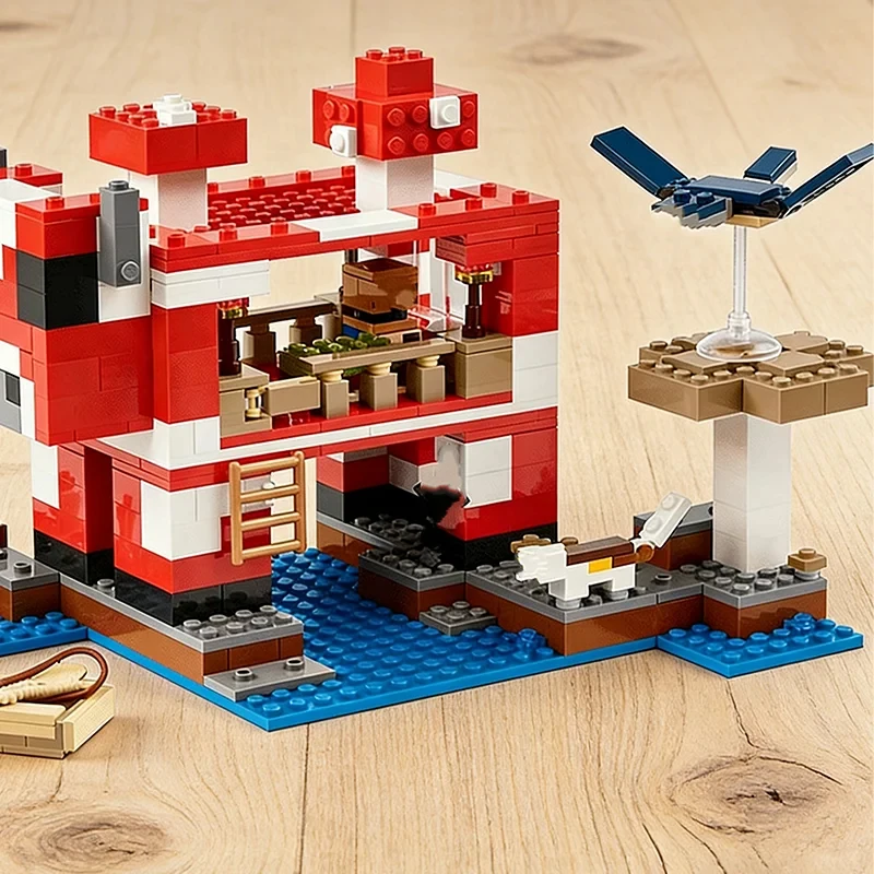Sets compatibles con MOC de terceros, bloques de construcción de la serie My Pixel World 21270, juguetes de ensamblaje de la granja de la casa del Mooshroom