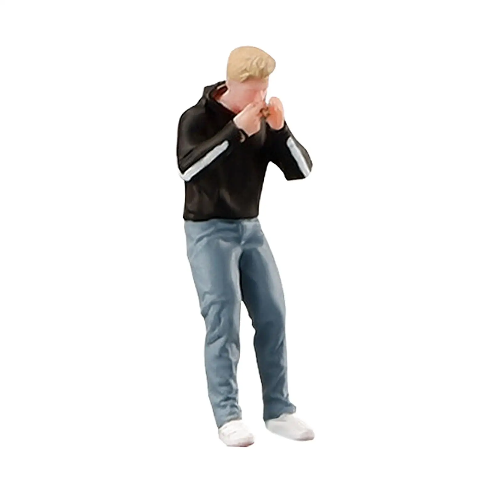 1:64 Scale Diorama Photography Man Figure Layout Desk Decor Tiny Resin Male Miniature Figurine for Gift Doll House Decoration