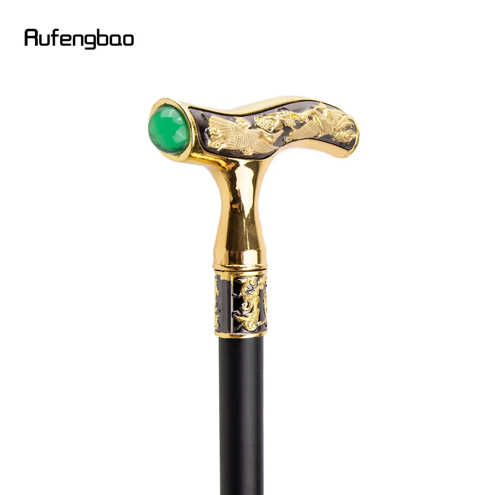Bastón para caminar con grulla, bastón decorativo de moda con piedras preciosas verdes, bastón para actuación de caballero, 93cm