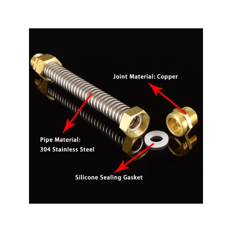 

1pcs BSP Copper Male Thread 304 Stainless Steel Bellows 1/2"~2" For Fan Coil Unit Pipe Central Air Conditioning Water Inlet Hose