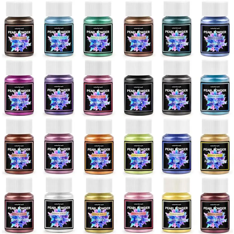 24Color Pearlescent Powder Epoxy Resin Dye Pearl Pigment Mica Pearlescent Powder DIY Resin Jewelry Making Micas Dye 20ml/Bottle