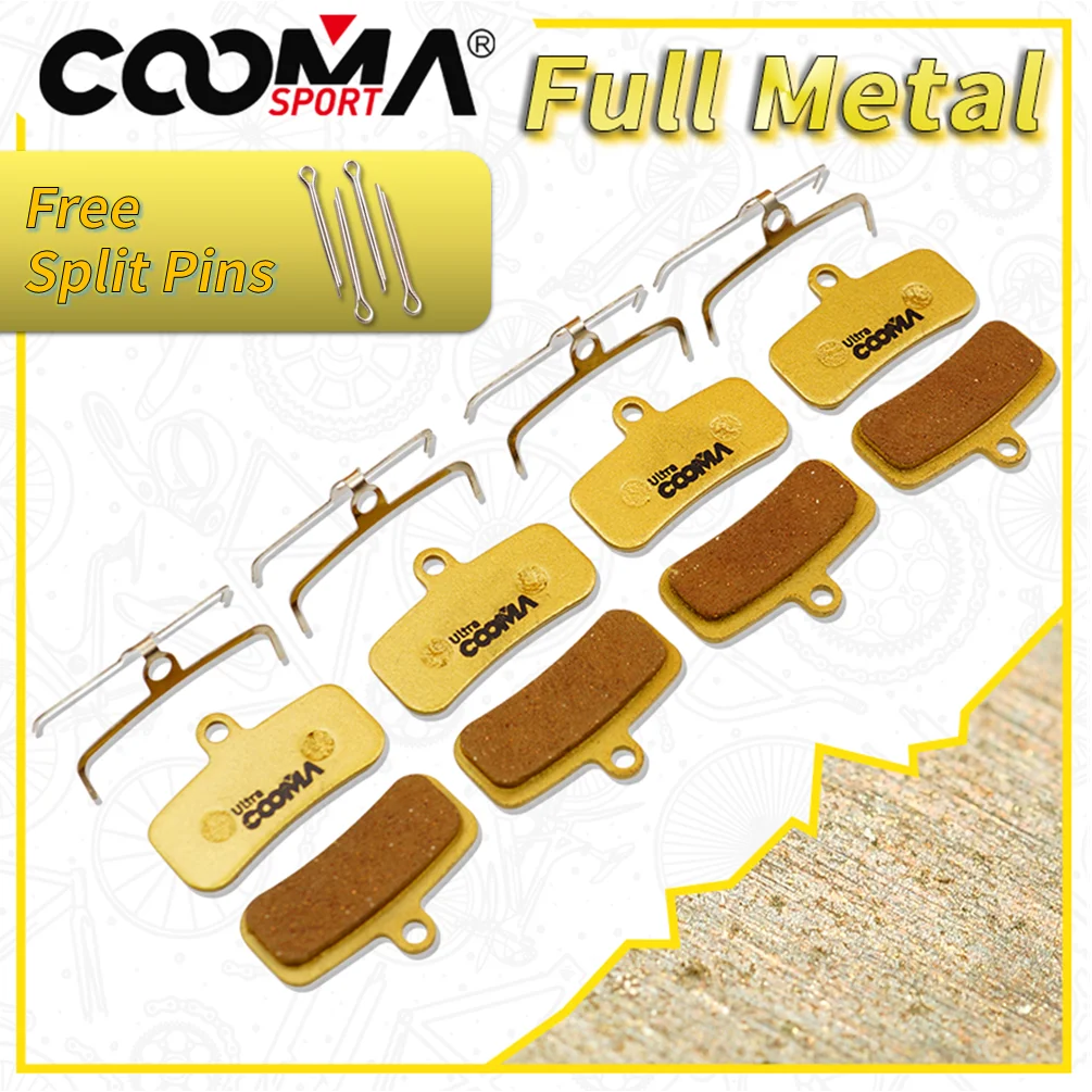 

Bicycle Disc Brake Pads for SHIMANO XT M9020/M8020/Zee/Saint/M640/M800/M810/M820/M520/M420, 4 Pairs, Gold Full Metal