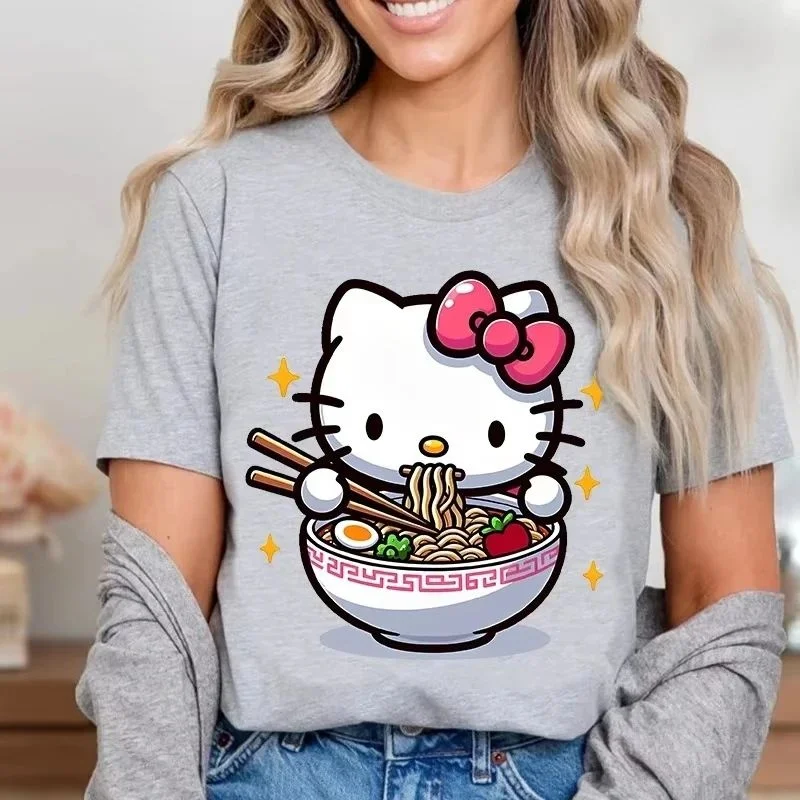 

Новая быстросохнущая футболка Hello Kitty с короткими рукавами и круглым вырезом, повседневная футболка с 3D принтом в стиле аниме