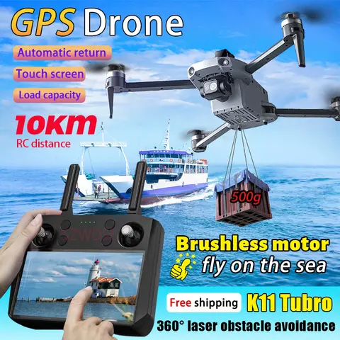 터치 가능한 LCD 스크린 제어 브러시리스 RC 드론 RTF, 디지털 FPV 8K HD 카메라, 3 축 EIS 짐벌, K11 TURBO GPS, 10km, 5G 리피터