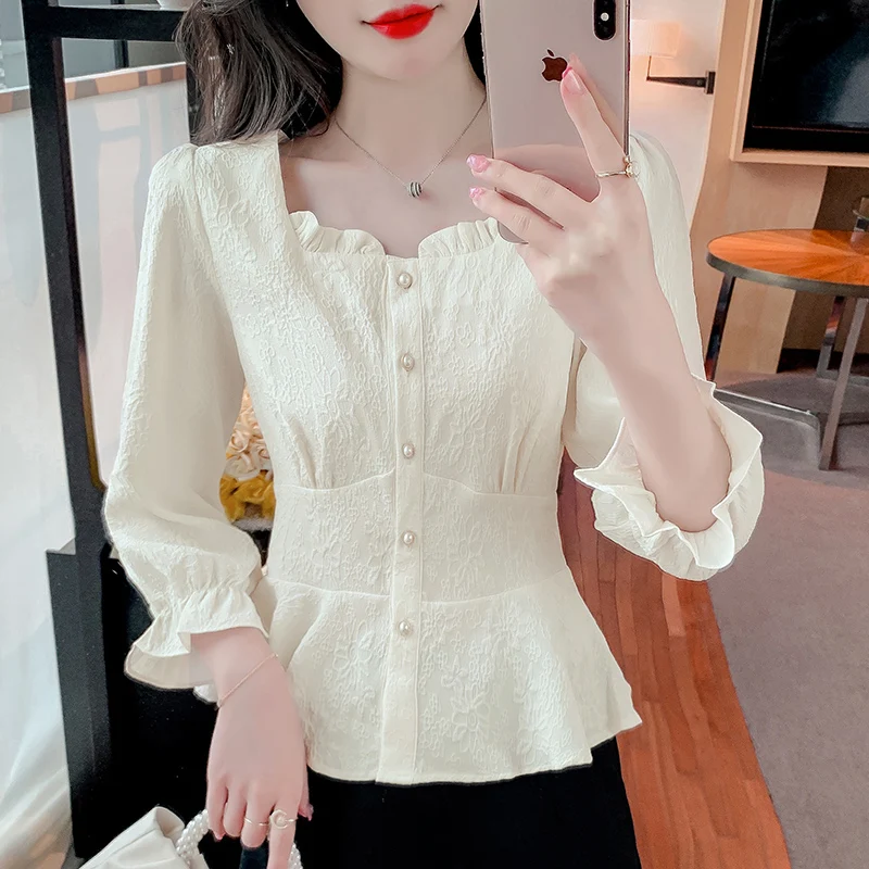 Dames Koreaanse Mode Casual Shirts Blouse Vrouwen Tops Vrouw Knoopsluiting Shirt Dames Meisjes Lange Mouw Blouse Py6589