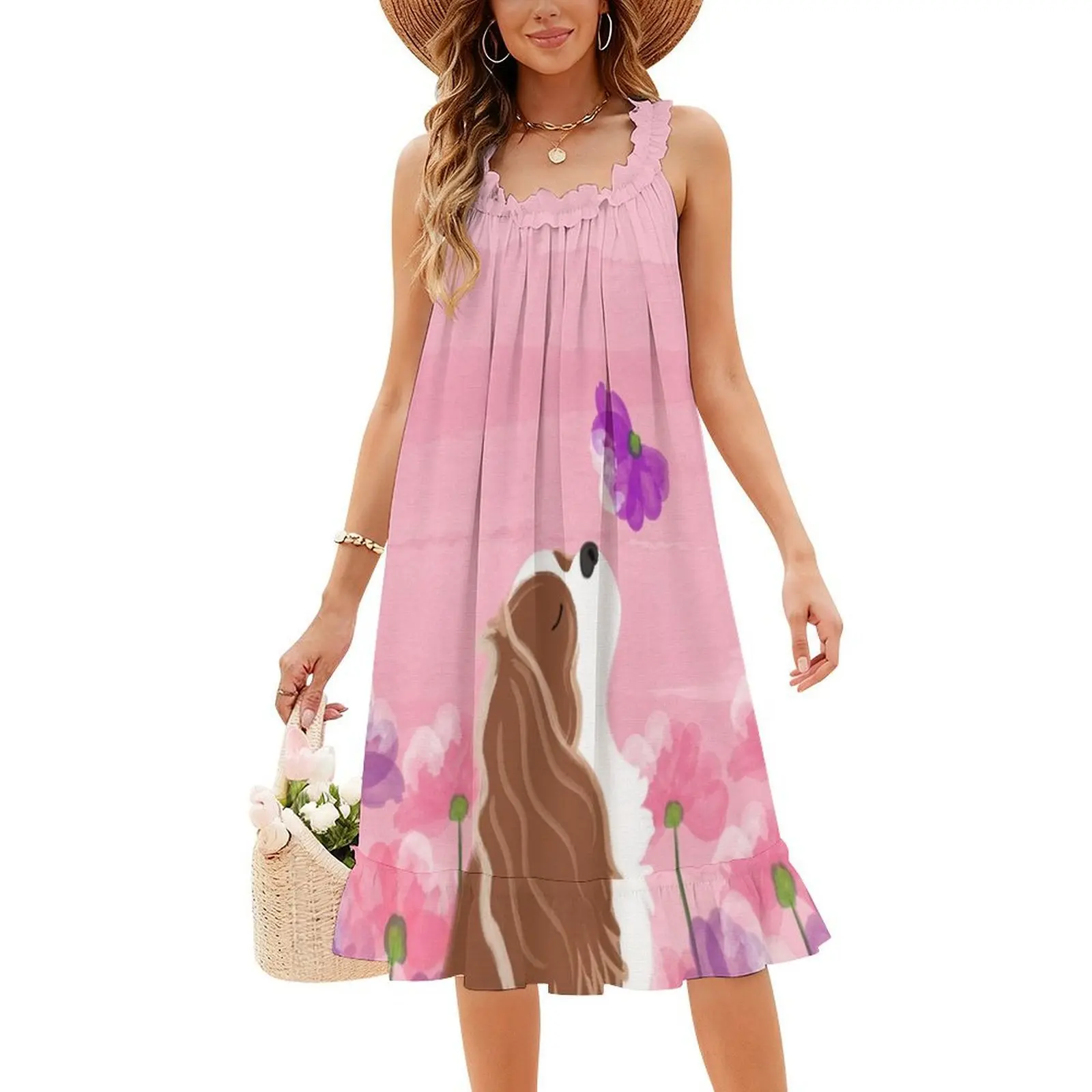 رومانسية كافالير كينغ سبانيل-بلينهايم الكورية نمط فستان كاجوال للنساء بسيط اليومية مكتب سيدة فساتين كافالير كينغ #4