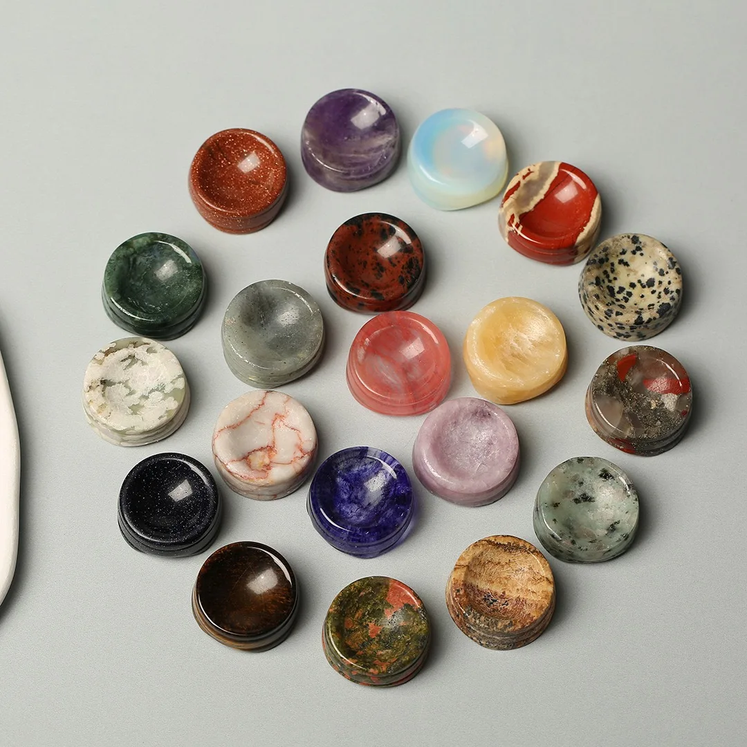 DIY Natural Semi-precious Colorful Stone Holder Carved Crystal Reiki Healing Stand Base for Sphere Ball