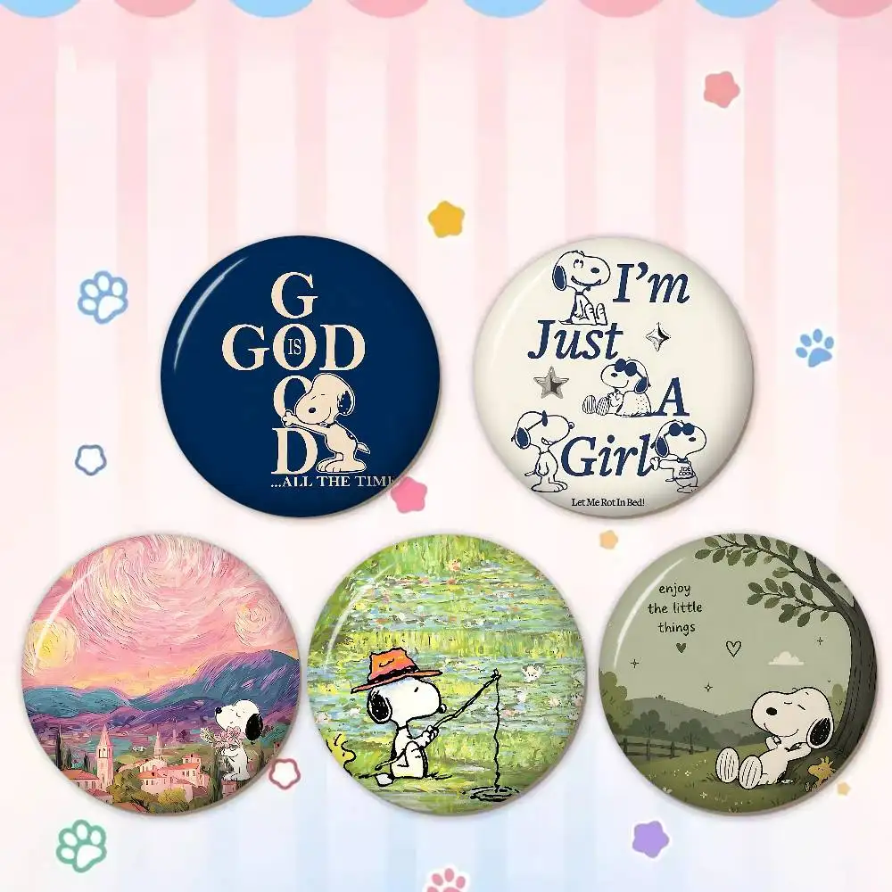 The S-Snoopys Show Cartoon 58mm Cute Series Pins Badge Interesting Cartoon Animals Brooches Backpack Clothes Gift Accessory