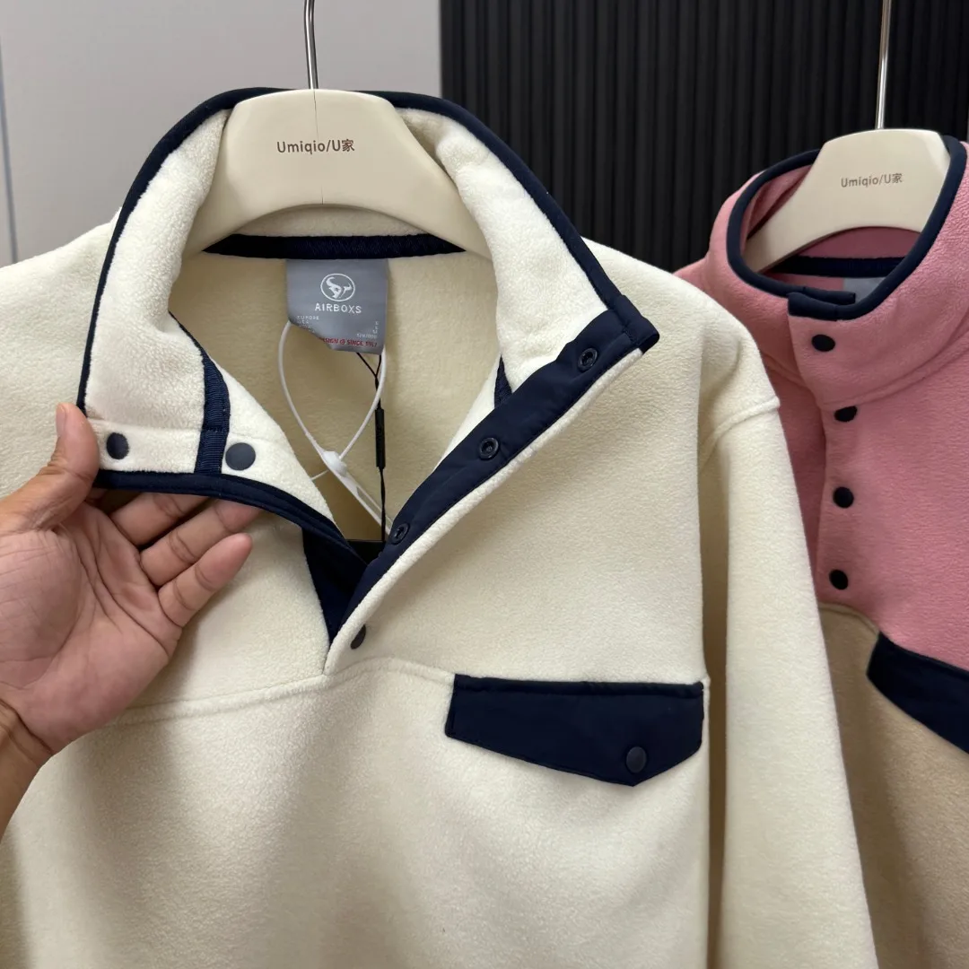 2026 Outdoor-Radsport- und Wanderjacke für Paare mit Farblich Abgestimmtem Patchwork-Design, Stehkragen und Fleece-Futter – Detail 17