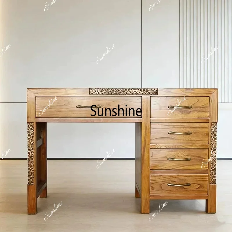 Modern Chinese-style solid wood desk, writing desk, new Chinese-style office deskTJ