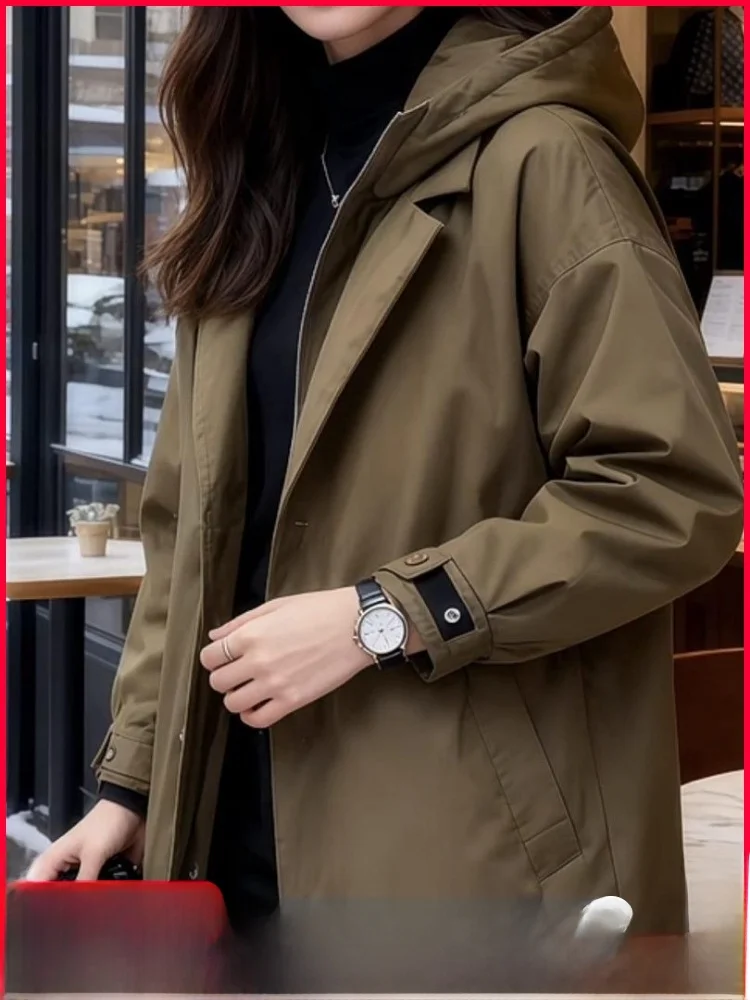 

Tee-in-One White Goose down Long Hooded Jaet for Men And Women Couples Winter Warm Windproof Polyester Fiber Coat