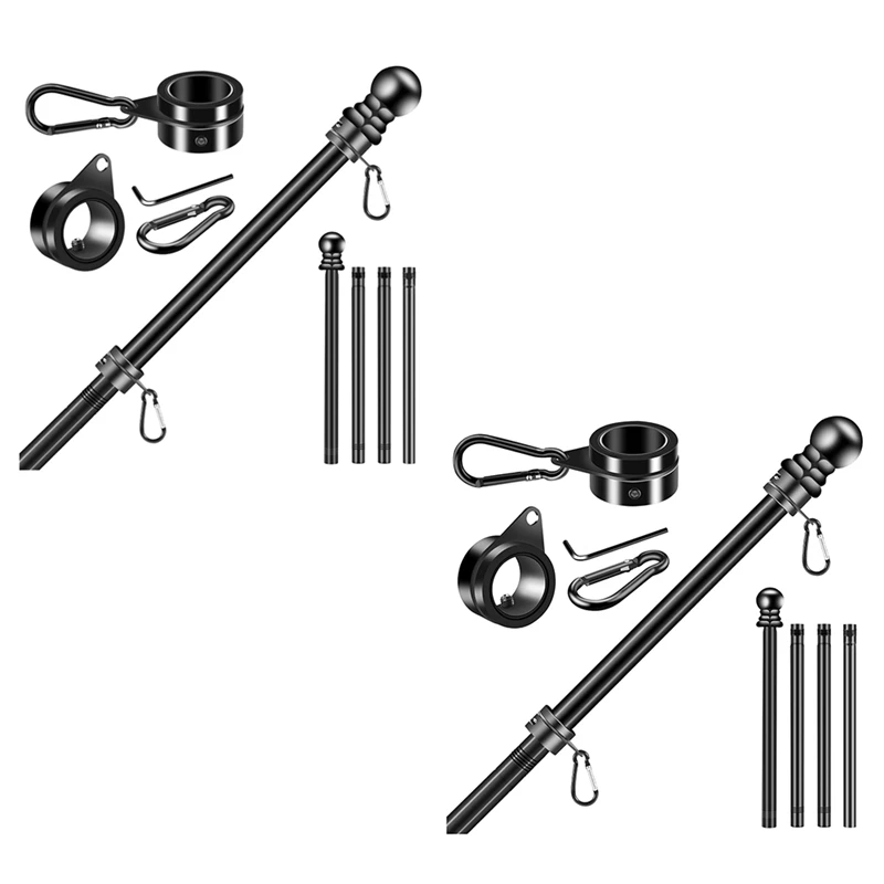 SOFT-Flag Pole Set For House Porch, Thickened Stainless Steel Wall Mount Flagpole Rotating Flagpole Rings No Bracket