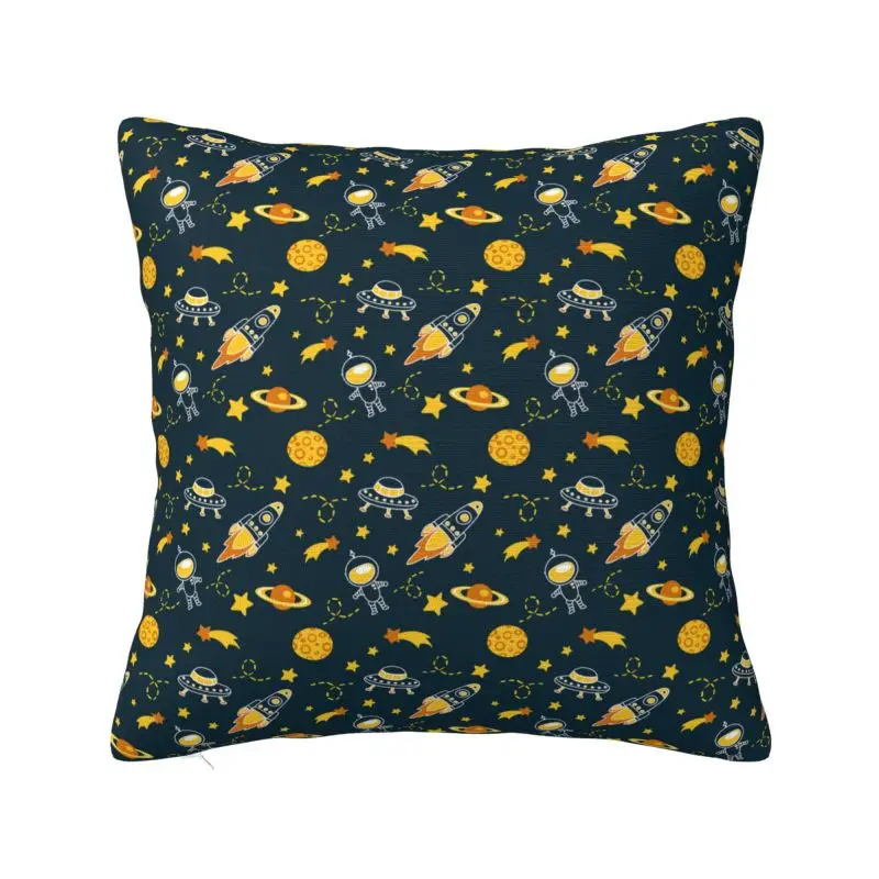 Space Rocket Galaxy Planet Cushion Covers Velvet Universe Astronaut Spaceship Pillow Case for Sofa Square Pillowcase Decoration