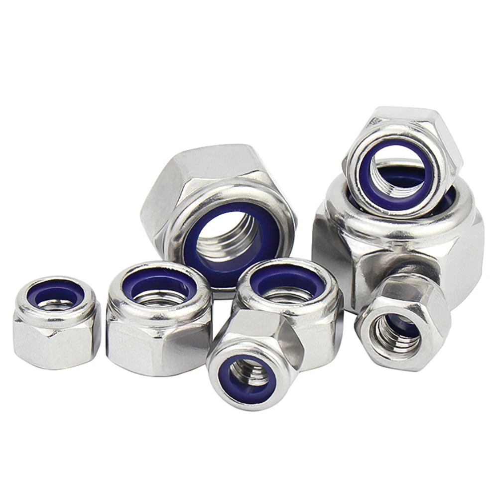 5/10/20Pcs Left Thread LockNut M4 M5 M6 M8 M10 M12 A2 304 Stainless Steel Reverse Rotate Hexagon Nylon Insert Self-locking Nut