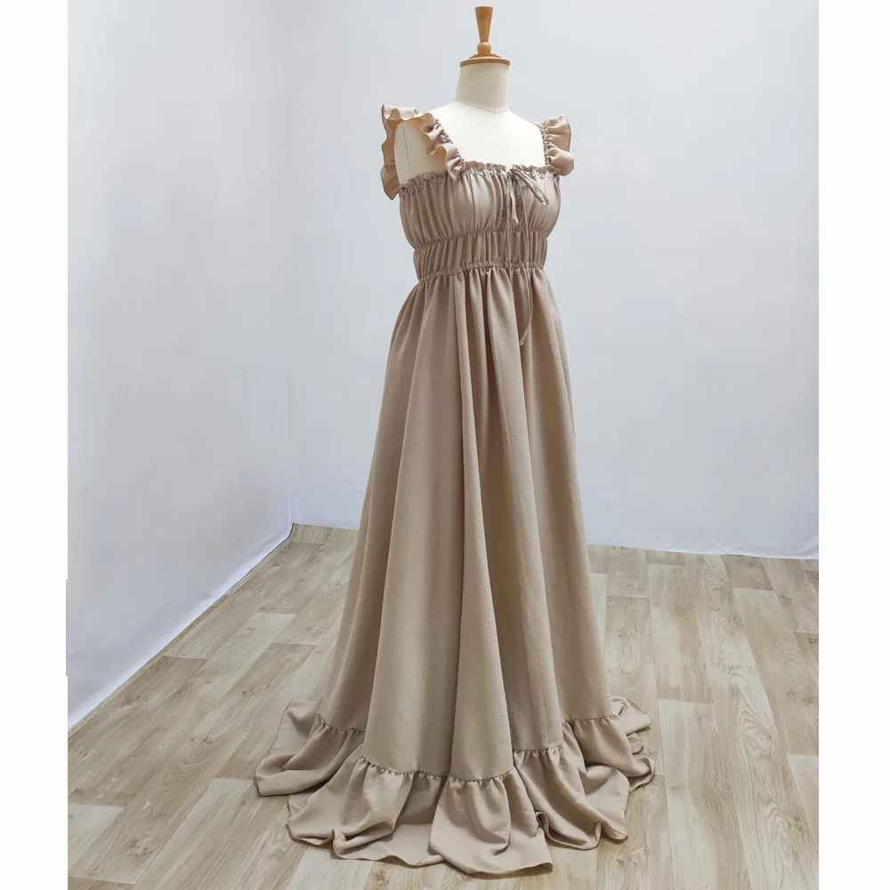 Umstandskleid aus Baumwolle, weiches, bequemes Kleid, plissierte Umstandskleider für Babypartys, Kleid für Fotoshooting, schwanger