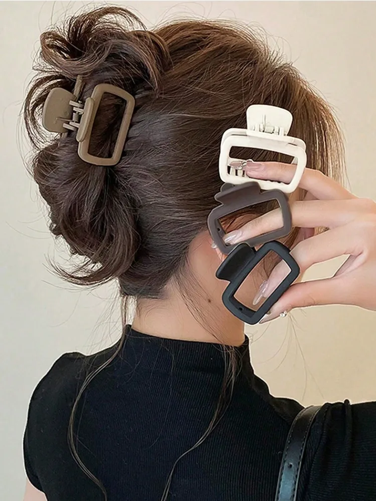 

4pcs Women's Square Lightweight Hair Claw Clip Fashionable Elegant Hair Accessory Clip Suitable Hair Styling Makeup