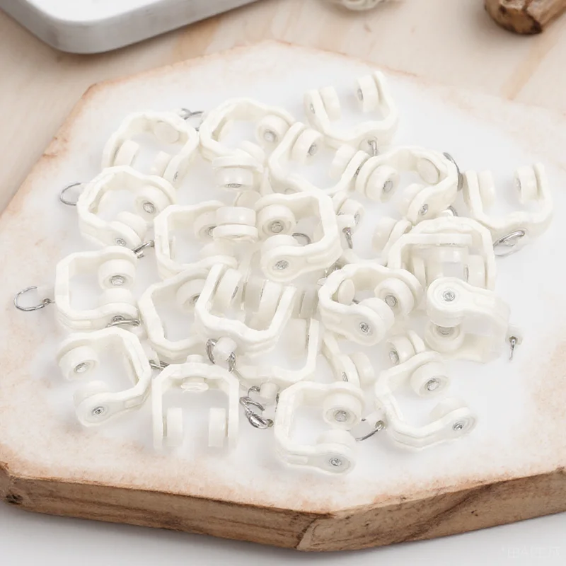 

50Pcs Premium Material Curtain Wheel Mute Roller Easy Install for Drapes Valances Shower Curtains Curtain Glider