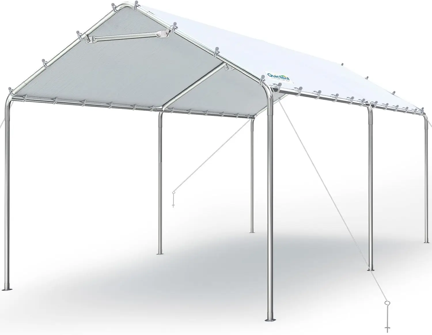 10x20 ft Heavy Duty Carport Canopy Galvanized Car Tent Outdoor Garage Boat Shelter with Reinforced Structure, No Sidewall -White