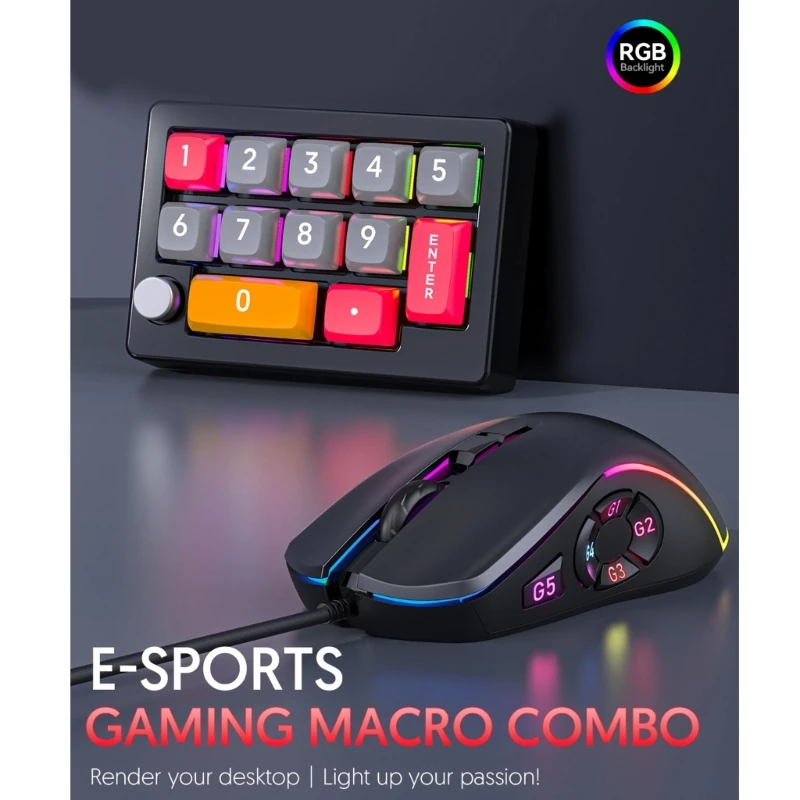 Multifunctional Programmable Macro Numeric Keyboard for Gaming/Working User Friendly Designs, USB Compatibility