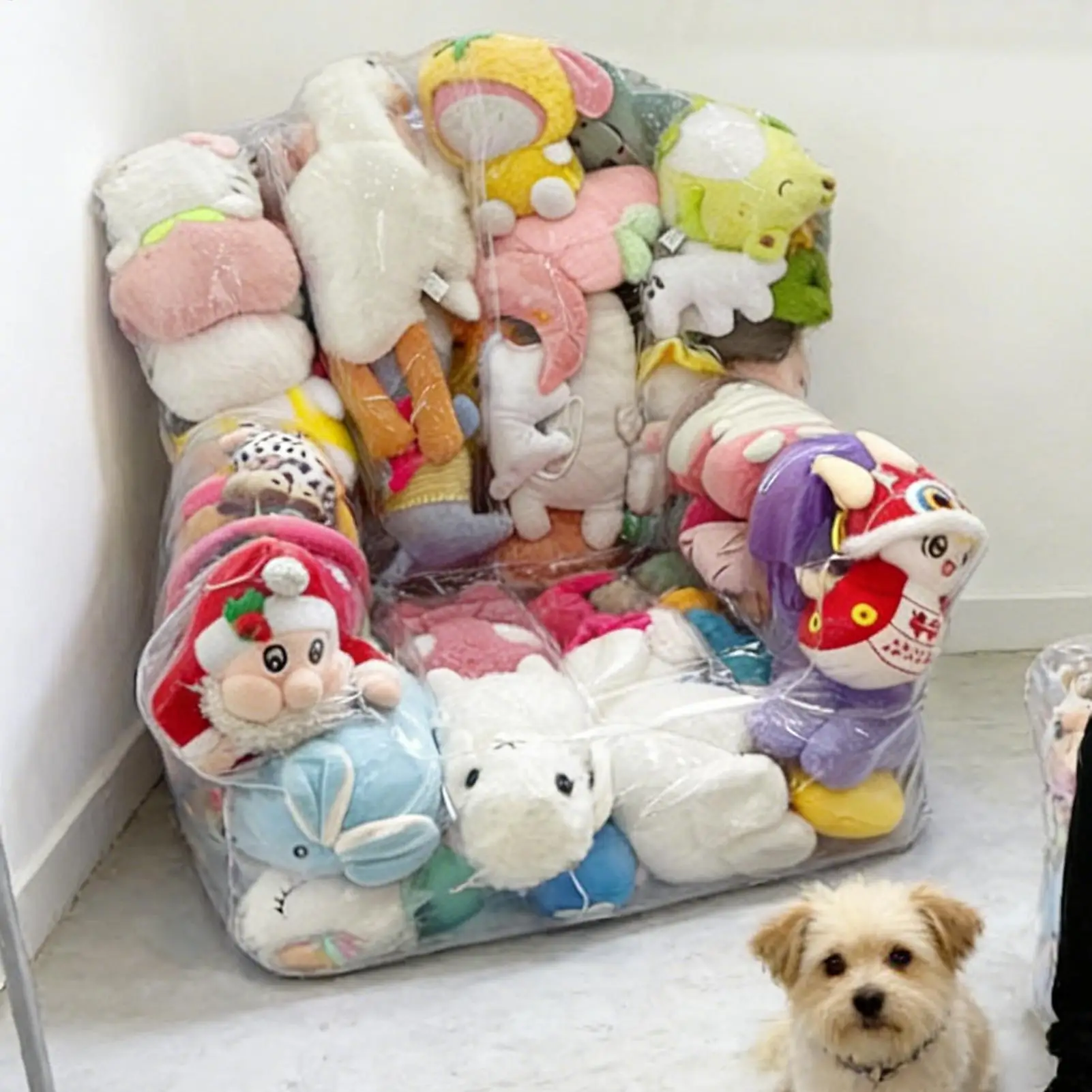 Stuffed Animal Storage Bean Bag Chair Clear Plush Toy Organizer for Kids Bedroom Playroom Nursery Boys Girls Room Furniture