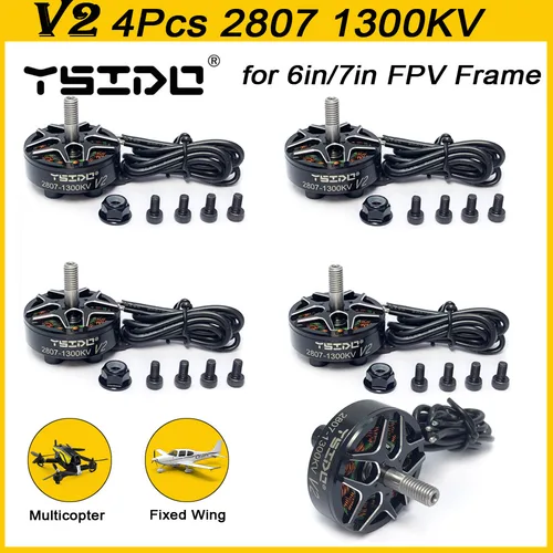 Ysido-fpvフリースタイルドローン用ブラシレスモーター、DIYパーツ、マルチオプタースペアパーツ、長距離、fpv、2807、v2、1300kv、6 
