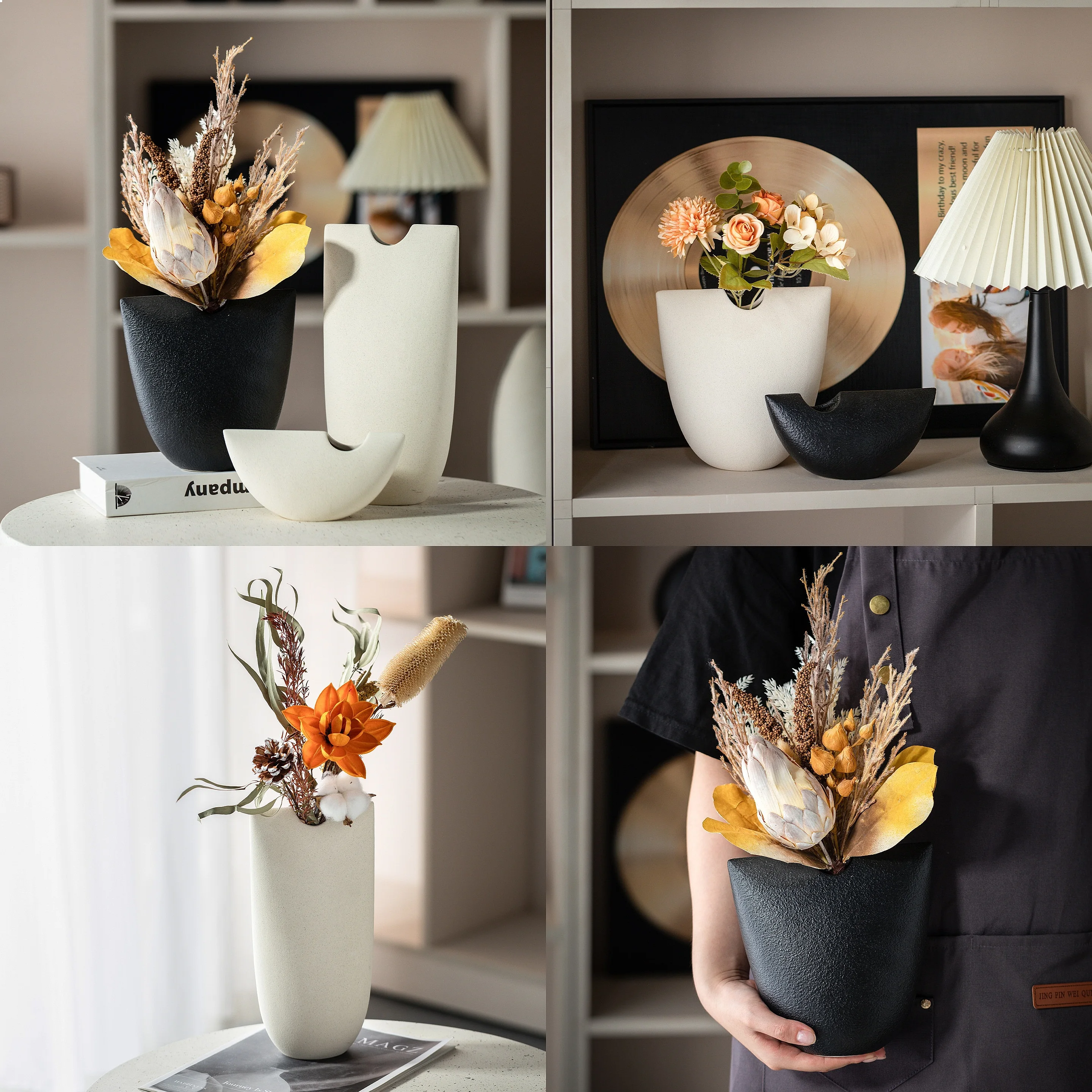 Minimalist Nordic Ceramic Vase, Creative Desktop Planter for Artificial Greenery, Elegant Home Decor