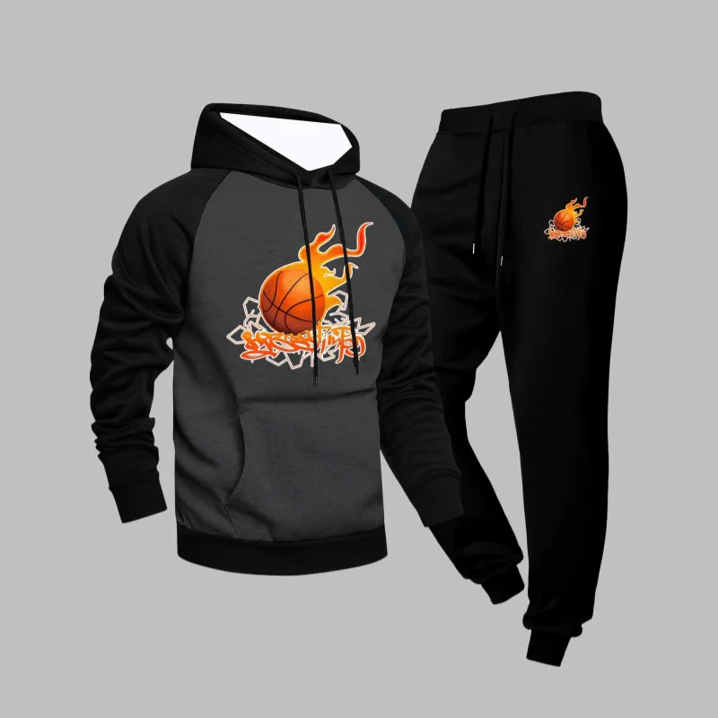 

Autumn/Winter New Y2K Sports Set Hoodie Basketball Enthusiast Men's Fashion Super Large Comfortable Daily Street Two Piece Set