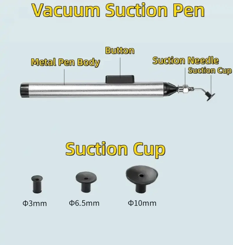 Vacuum Pick-Up Tool For Mobile Phone Motherboard Delamination/Easy IC Chip Removal With 3 Suction Head