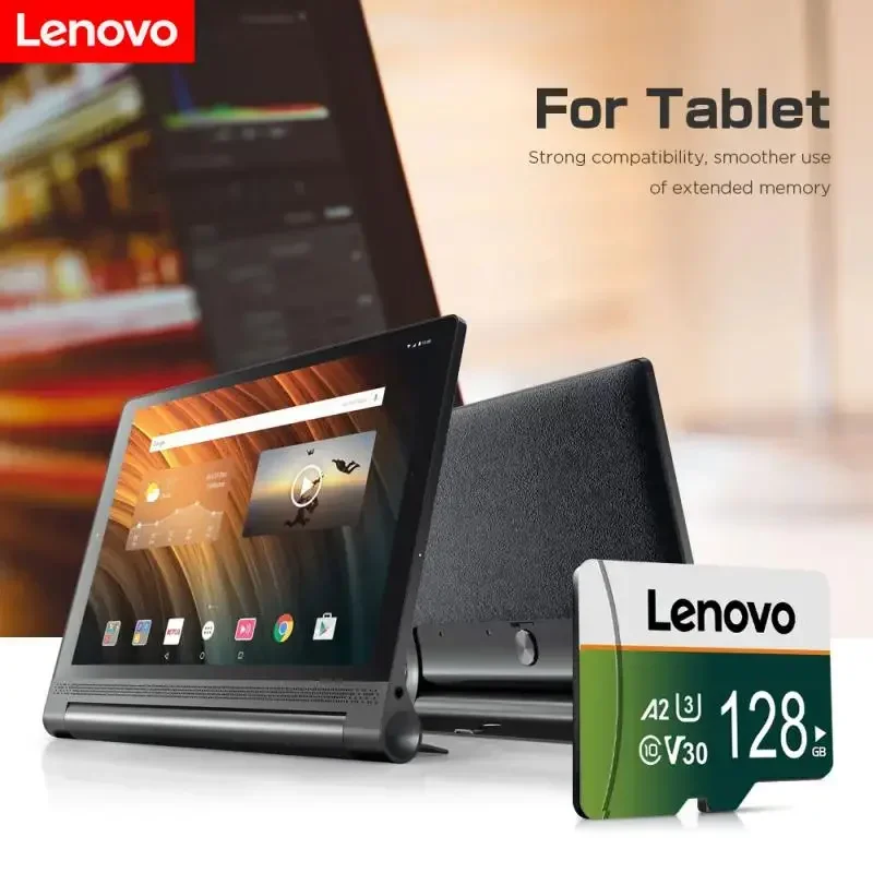 Lenovo SD การ์ด Class10ความเร็วสูง2TB Micro TF SD การ์ด1TB SD การ์ดหน่วยความจำความจุสูง128GB สำหรับกล้อง UAV พร้อมอะแดปเตอร์