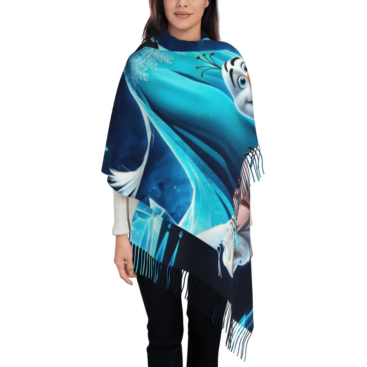 

Custom Printed Frozen Cartoon Elsa Scarf Women Men Winter Fall Warm Scarves Shawl Wrap
