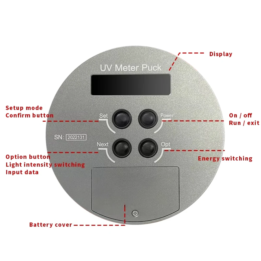 Professional Heightled UV Meter 4-Band OLED Screen Halogen/Gallium Lamps Display 10-5000 MW/cm Irradiance
