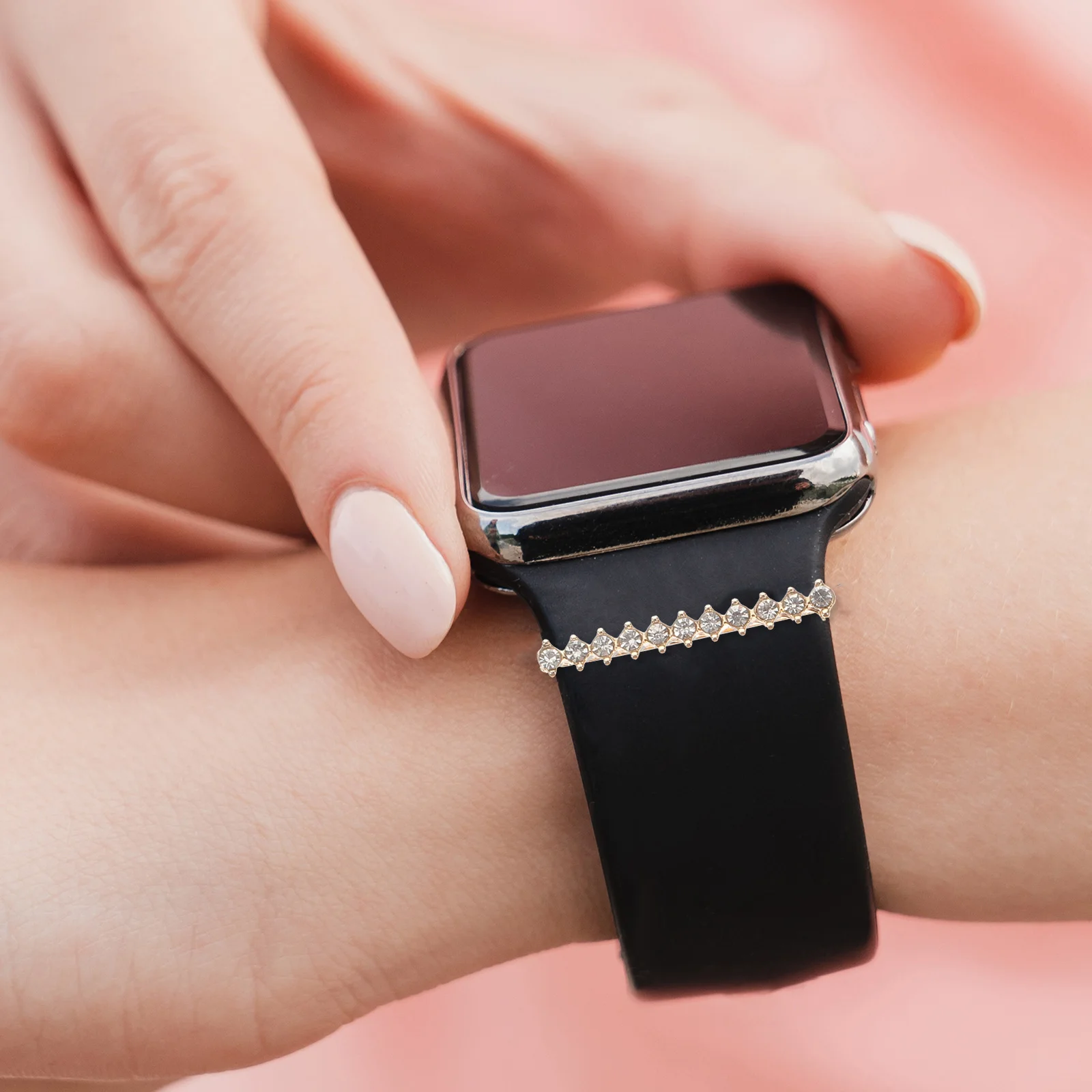 

4 Pcs Rings Silicone Loops Alloy Charms Smartwatch Decor Personalized Watch Silicone Watchband Loops Decor Accessories