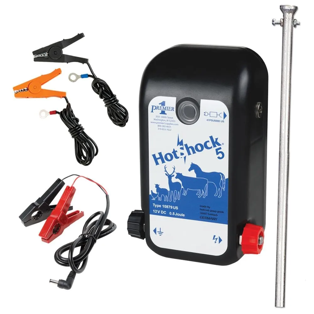 HotShock 5 Fence Energizer, Battery Kit, 0.5 Joule