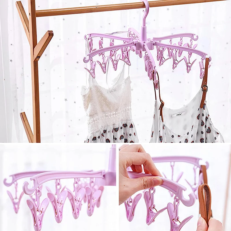 24 Nail Underwear Hanger Washing Rack Travel Hanger Foldable Portable Hanger Retractable Storage Rack Clothes Organizer