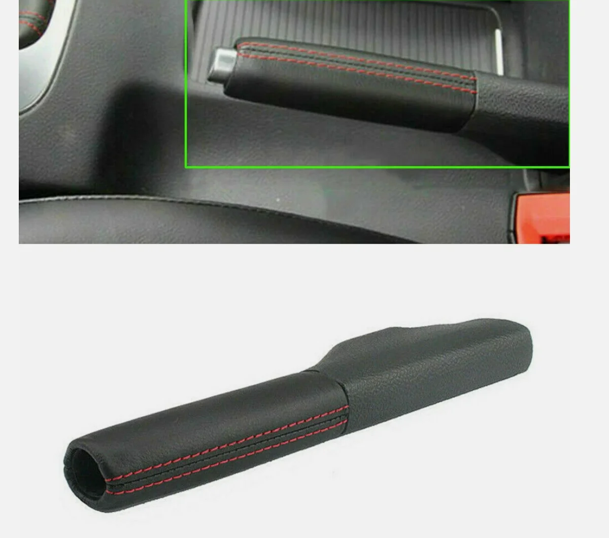 

Premium Grade Black Leather Red Stitching Hand Brake Boot Cover For VW MK5 MK6 Golf MK5 Jetta