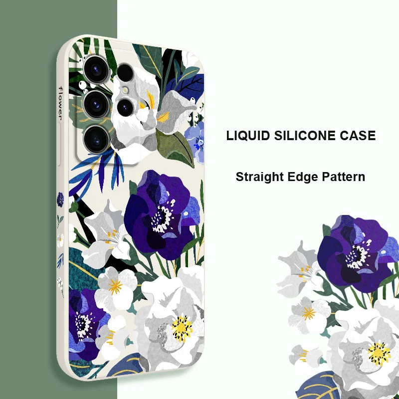 Purple Iris Phone Case For Samsung Galaxy S24 S23 S22 S21 S20 S10 S10E S9 Ultra Plus FE Note 20 Ultra 10 9 Plus Cover