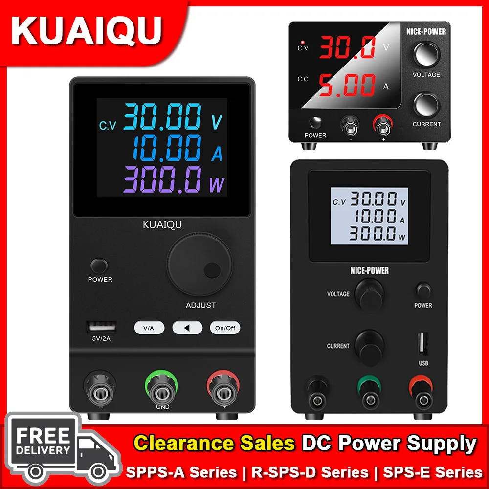 

30V 10A 300W Adjustable Lab DC Power Supply 60V 120V 5A 3A Bench Voltage Regulator LCD Dight Display Power Source For Charging