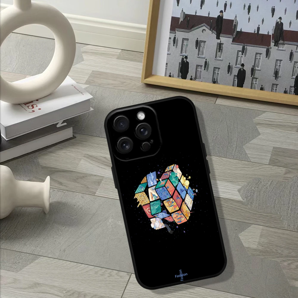 Funny-R-Rubiks-C-Cube Phone Case For Samsung S23 S22 ULTRA A22 A71 Black Soft Silicone Cover