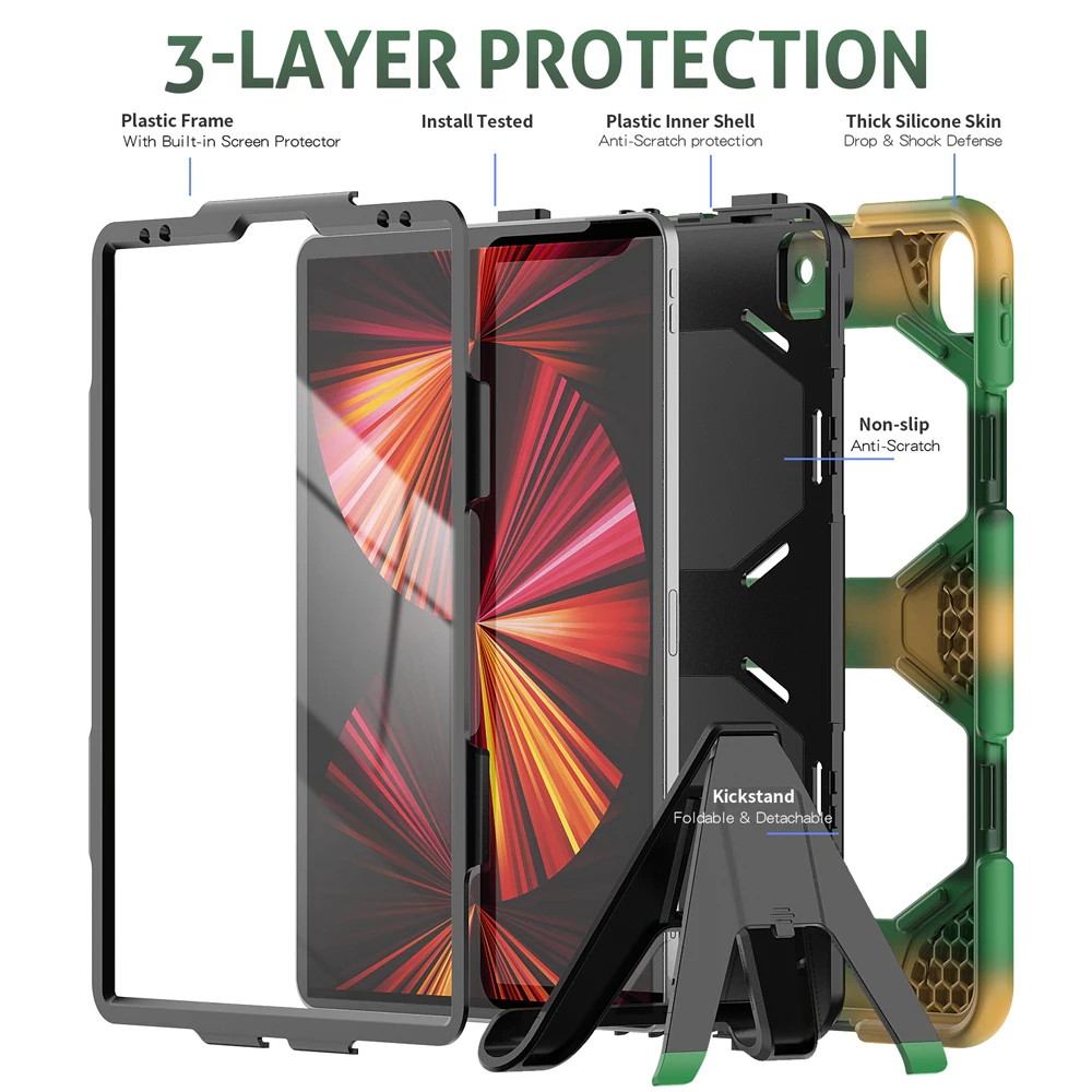 مع حافظة كمبيوتر لوحي بشاشة PET لجهاز iPad Pro 12.9 12 9 6th 4th 5th 3rd 2022 2021 2020 2018 حافظة Fundas سيليكون PC Stand Shell #4