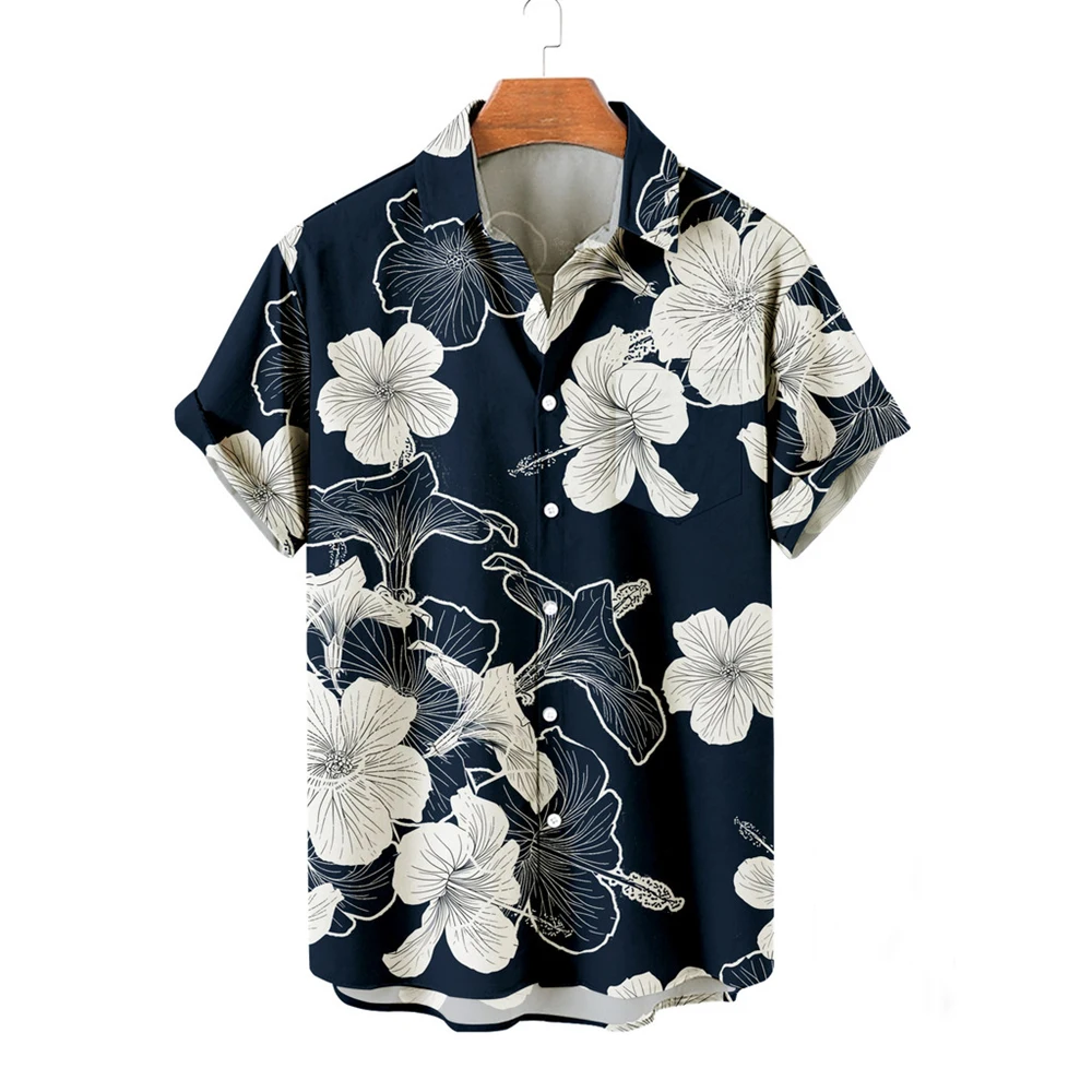 

Мужские гавайские рубашки с цветочным принтом на пуговицах, летняя модная уличная одежда для мужчин, рубашки с коротким рукавом, повседневные рубашки для отпуска с 3D принтом 2026