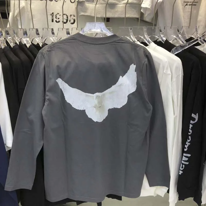 

Европейские и американские трендовые новые топы с длинными рукавами KANYE WEST, футболки DONDA с принтом голубя, мужская одежда