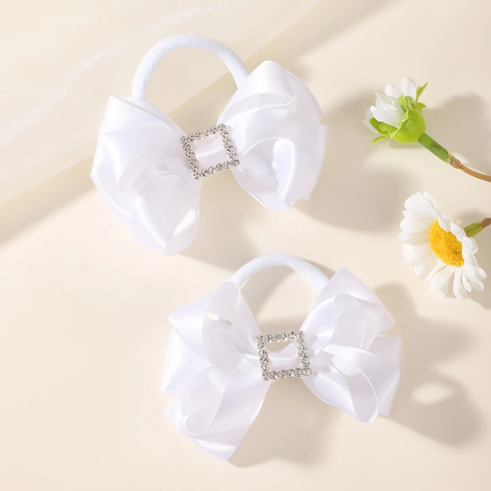 BABY BOWS 2 Stück/Set Kinder Mädchen Niedliche Doppelschichtige Schleifen-Haargummis Haarbänder Kinder Basis-Pferdeschwanz-Kopfschmuck Haaraccessoires – Detail 13